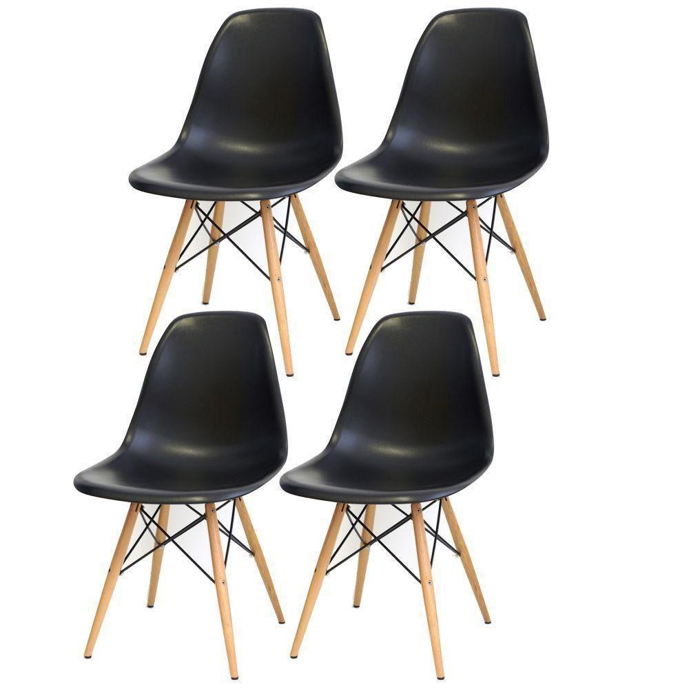 Kit 04 Cadeiras Eiffel Charles Eames F03 Preto - 1