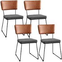 Kit 04 Cadeiras L02 Couríssimo Camel Linho Cinza Escuro - 1