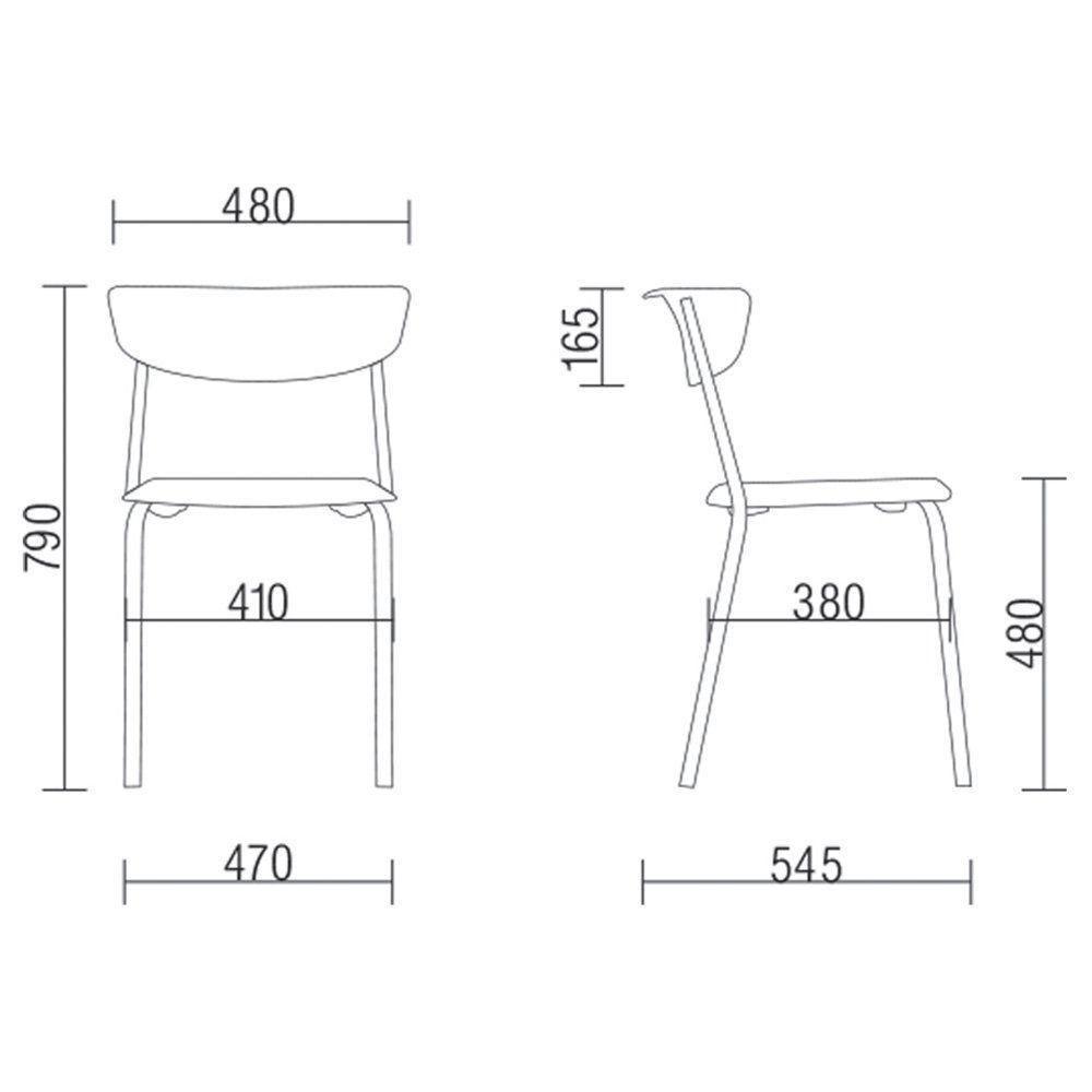 Kit 02 Cadeiras Fixa Base Preta Empilhável Bit F02 Preto - 2
