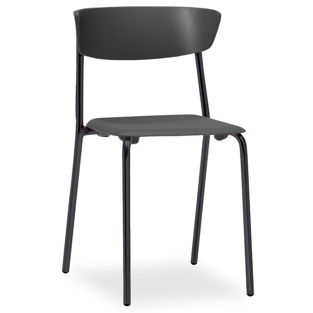 Kit 02 Cadeiras Fixa Base Preta Empilhável Bit F02 Preto - 4