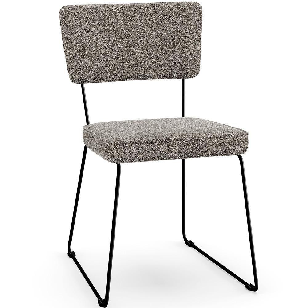 Kit 02 Cadeiras Estofada Base De Aço Allana L02 Bouclê Bege - 8