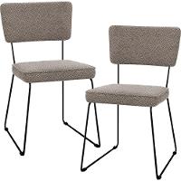 Kit 02 Cadeiras Estofada Base De Aço Allana L02 Bouclê Bege - 1