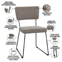 Kit 02 Cadeiras Estofada Base De Aço Allana L02 Bouclê Bege - 8