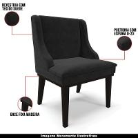 Kit 3 Cadeiras Decorativas Sala De Jantar Base Fixa De Madeira Firenze Suede Preto G19 - Gran Belo - 7