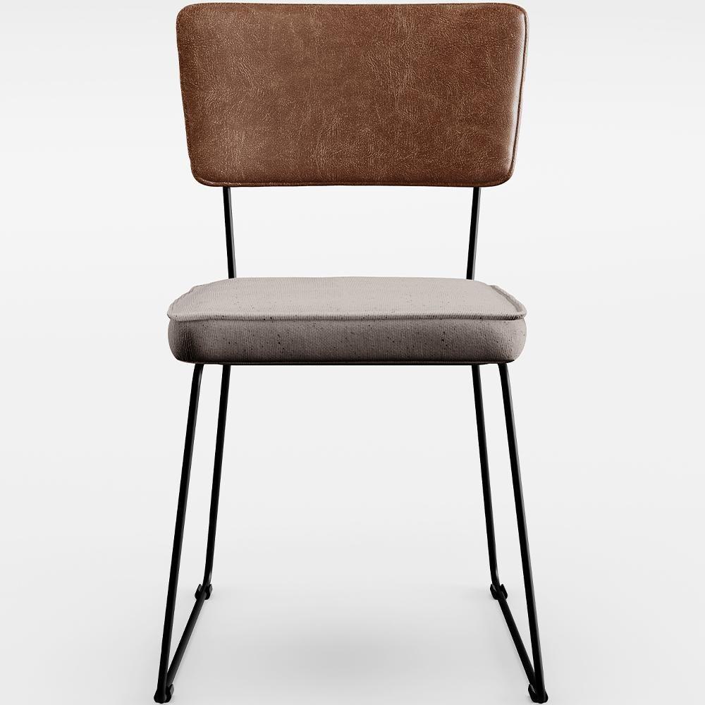 Kit 04 Cadeiras Couríssimo Marrom Linho Bege - 5