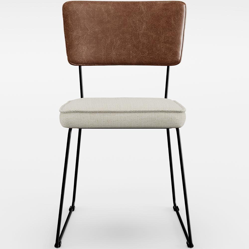 Kit 04 Cadeiras L02 Couríssimo Marrom Linho Champagne - 5