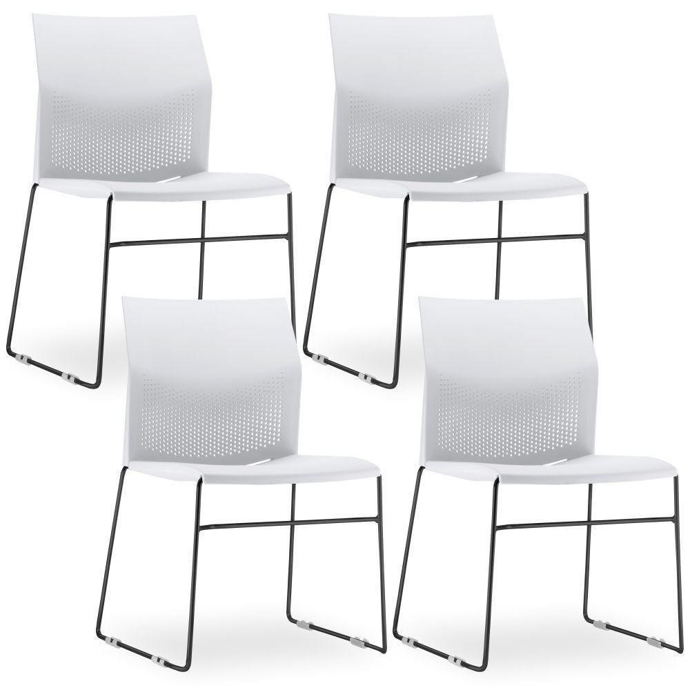Kit 04 Cadeiras Empilhável Connect F02 Branco - 1