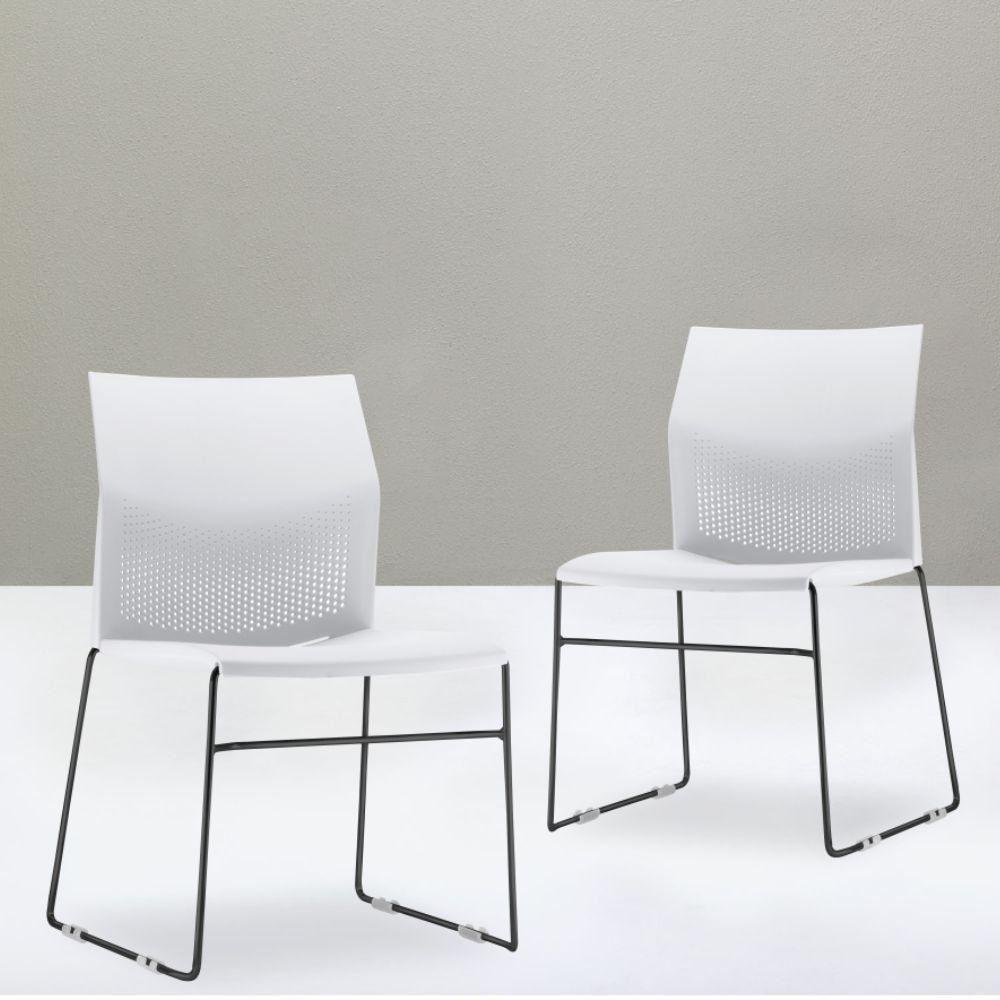 Kit 04 Cadeiras Empilhável Connect F02 Branco - 5