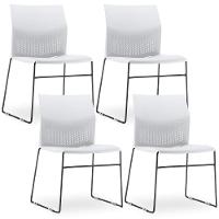 Kit 04 Cadeiras Empilhável Connect F02 Branco - 1