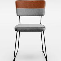 Cadeira Estofada Sala De Jantar Base Aço Faixa Camel Cinza - 7