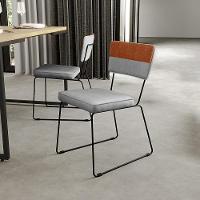 Cadeira Estofada Sala De Jantar Base Aço Faixa Camel Cinza - 8