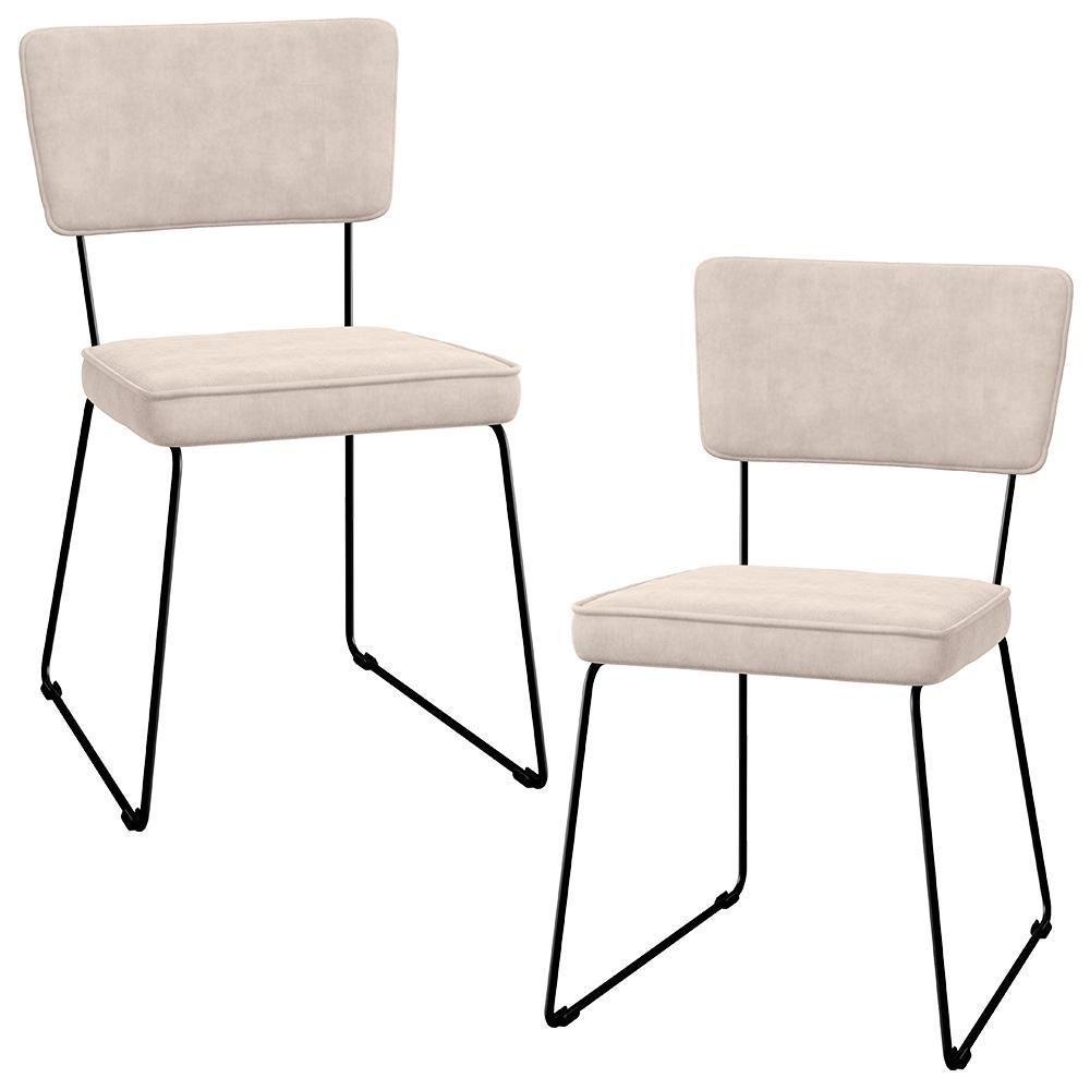 Kit 02 Cadeiras Allana L02 Suede Bege - 1