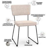 Kit 02 Cadeiras Allana L02 Suede Bege - 7