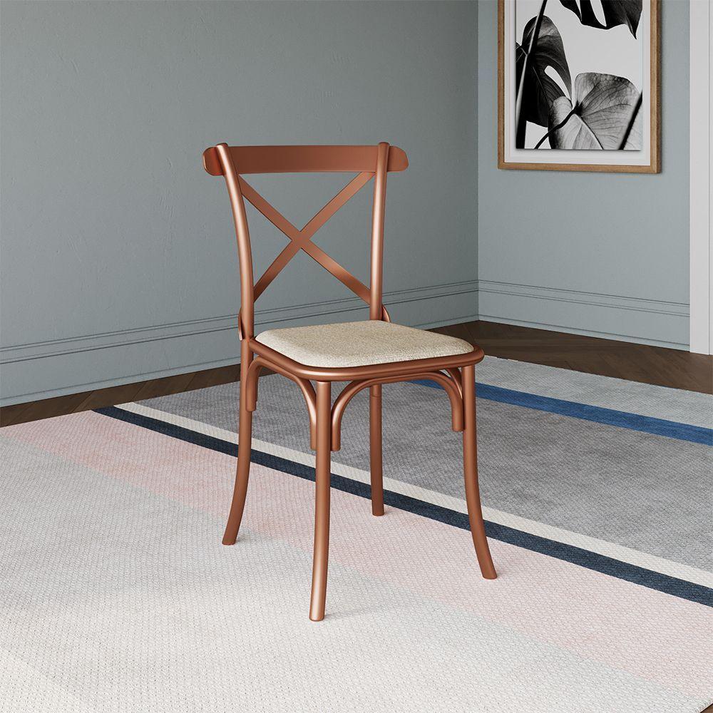 Kit 2 Cadeiras Jantar Katrina Cobre Assento Corano Bege - 4