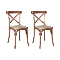 Kit 2 Cadeiras Jantar Katrina Cobre Assento Corano Bege - 1