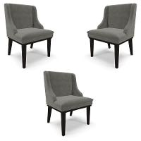 Kit 3 Cadeiras Decorativas Sala De Jantar Base Fixa De Madeira Firenze Suede Grafite/preto G19 - 1