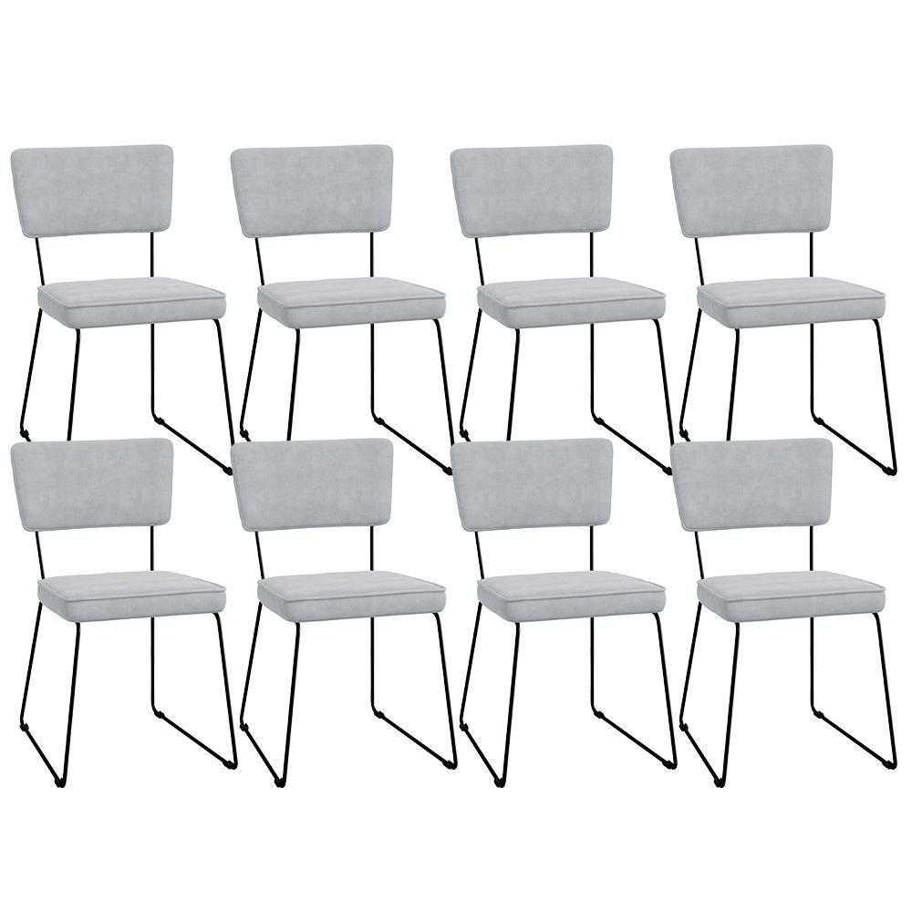 Kit 08 Cadeiras Allana L02 Suede Cinza - 1