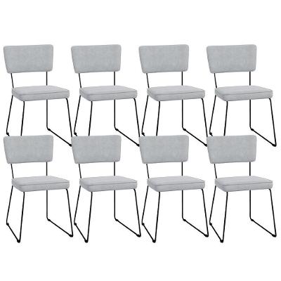 Kit 08 Cadeiras Allana L02 Suede Cinza