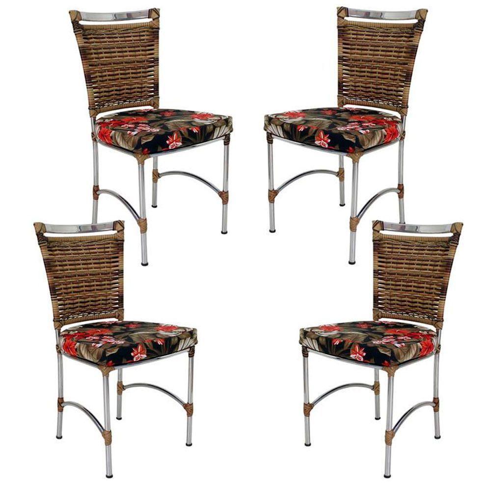 4 Cadeiras Em Alumínio E Fibra Sintética Jk Cozinha Edícula Cappuccino E Maui Preto - 2