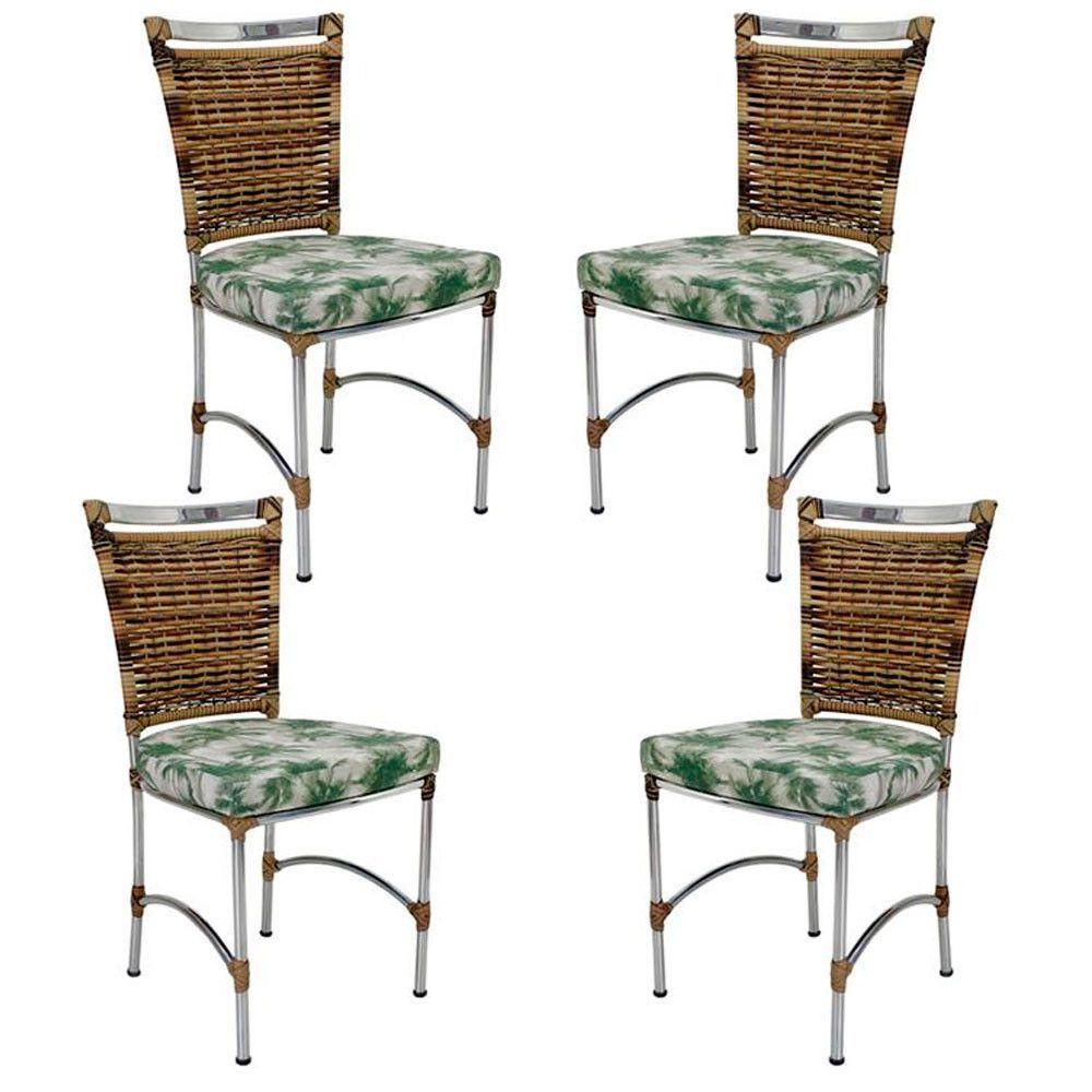 4 Cadeiras Em Alumínio E Fibra Sintética Jk Cozinha Edícula Cappuccino E Trancoso - 1