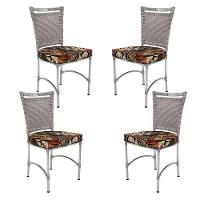 4 Cadeiras Em Alumínio E Fibra Sintética Jk Cozinha Edícula Marmore E Rivieira Marrom - 1