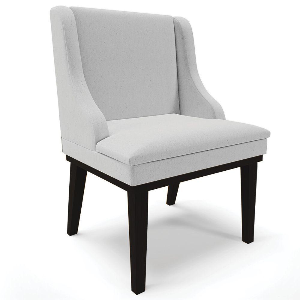 Kit 3 Cadeiras Decorativas Sala De Jantar Base Fixa De Madeira Firenze Linho Cinza/preto G19 - 3