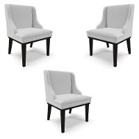 Kit 3 Cadeiras Decorativas Sala De Jantar Base Fixa De Madeira Firenze Linho Cinza/preto G19 - 1