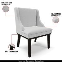 Kit 3 Cadeiras Decorativas Sala De Jantar Base Fixa De Madeira Firenze Linho Cinza/preto G19 - 7