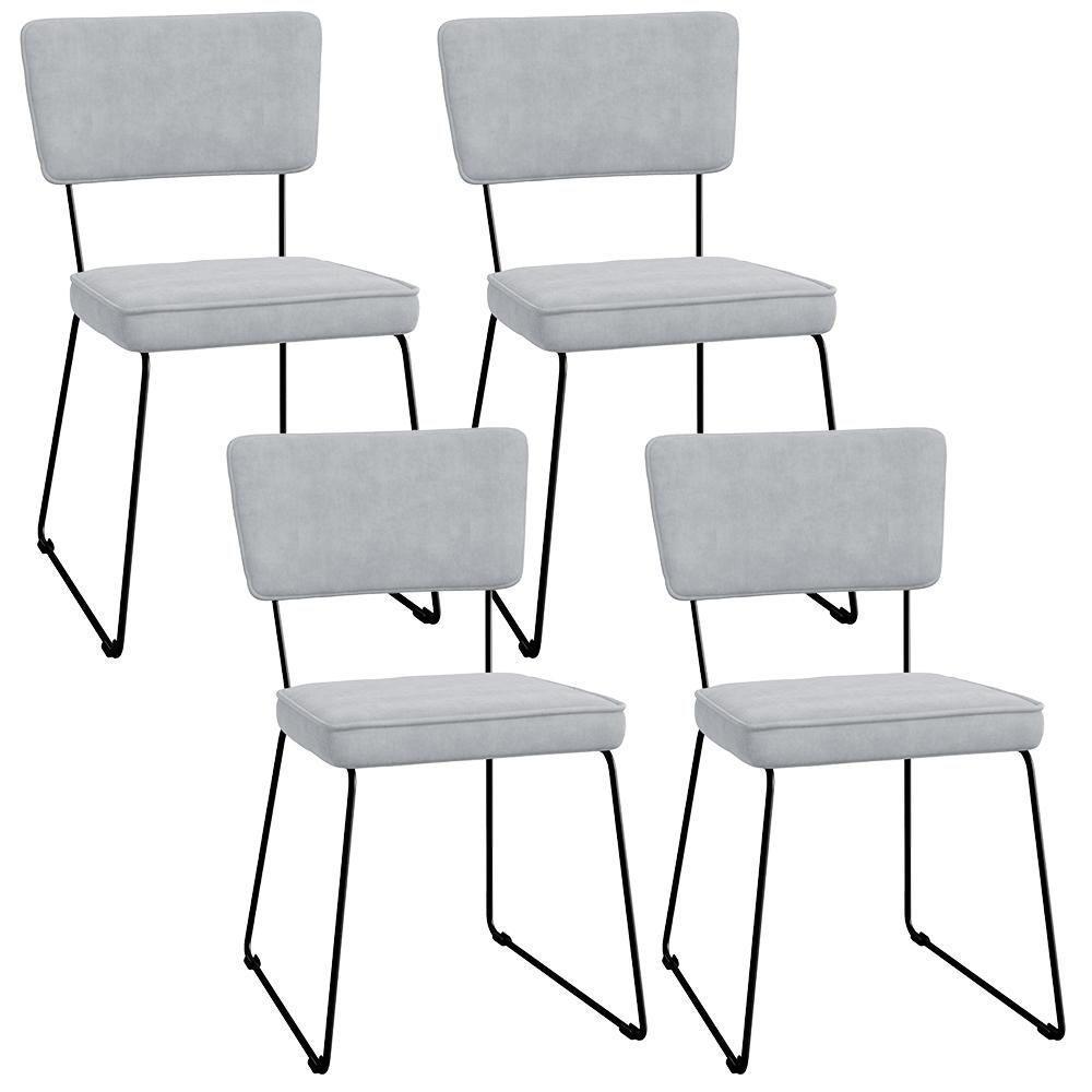 Kit 04 Cadeiras De Jantar Allana L02 Suede Cinza - 1