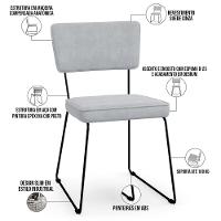 Kit 04 Cadeiras De Jantar Allana L02 Suede Cinza - 7