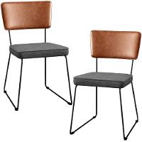 Kit 02 Cadeiras L02 Couríssimo Camel Linho Cinza Escuro - 1