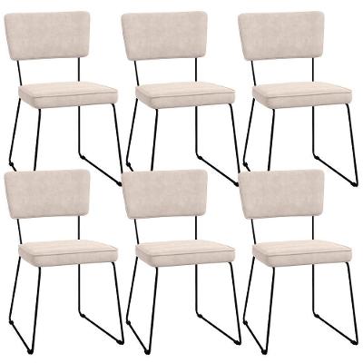 Kit 06 Cadeiras Allana L02 Suede Bege