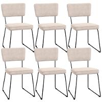 Kit 06 Cadeiras Allana L02 Suede Bege - 1