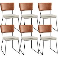 Kit 06 Cadeiras L02 Couríssimo Camel Linho Champagne - 1