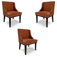 Kit 3 Cadeiras Decorativas Sala De Jantar Base Fixa De Madeira Firenze Pu Nozes/preto G19 - 1