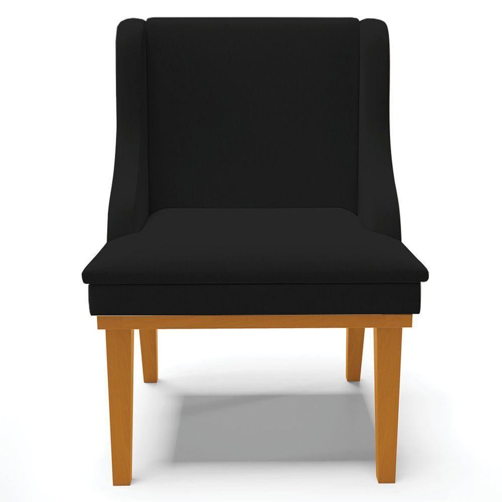 Kit 5 Cadeiras Decorativas Sala De Jantar Base Fixa De Madeira Firenze Linho Preto/castanho G19 - 4