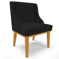 Kit 5 Cadeiras Decorativas Sala De Jantar Base Fixa De Madeira Firenze Linho Preto/castanho G19 - 3