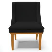 Kit 5 Cadeiras Decorativas Sala De Jantar Base Fixa De Madeira Firenze Linho Preto/castanho G19