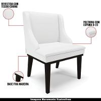 Kit 3 Cadeiras Decorativas Sala De Jantar Base Fixa De Madeira Firenze Pu Branco Fosco/preto G19 - 7