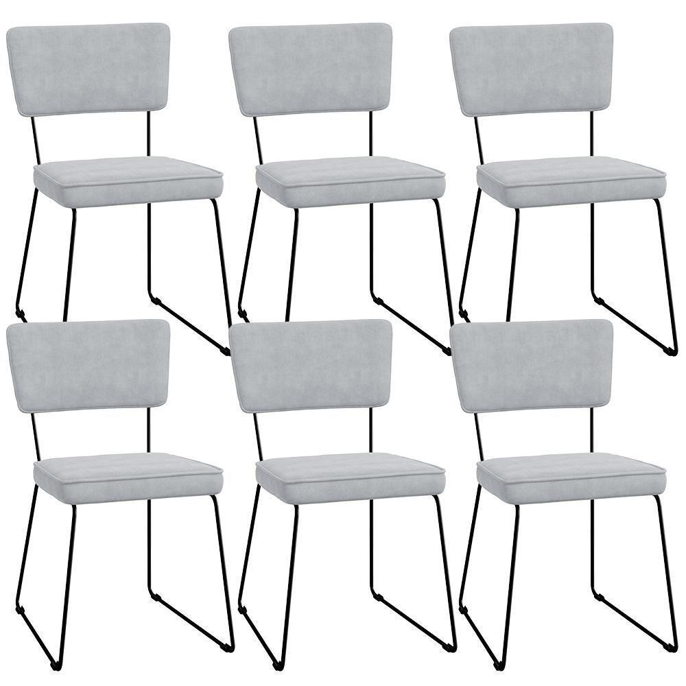 Kit 06 Cadeiras Allana L02 Suede Cinza - 1