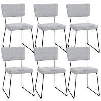 Kit 06 Cadeiras Allana L02 Suede Cinza - 1