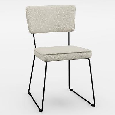 Cadeira Estofada Para Sala De Jantar Base Em Aço Champagne