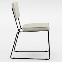 Cadeira Estofada Para Sala De Jantar Base Em Aço Champagne