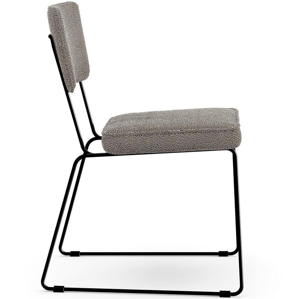 Kit 04 Cadeiras Estofada Base De Aço Allana L02 Bouclê Bege - 4