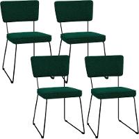 Kit 04 Cadeiras Base De Aço Allana L02 Bouclê Verde - 1