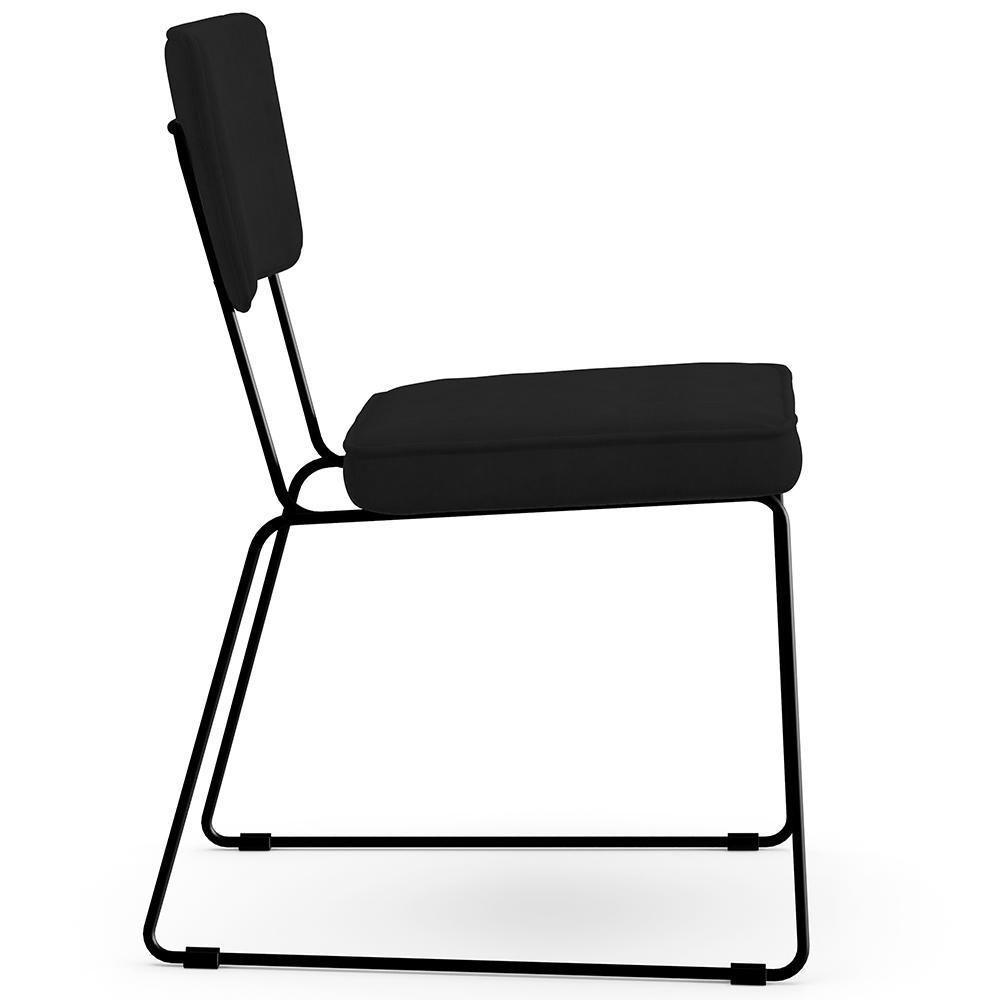 Kit 04 Cadeiras De Jantar Allana L02 Suede Preto - 4