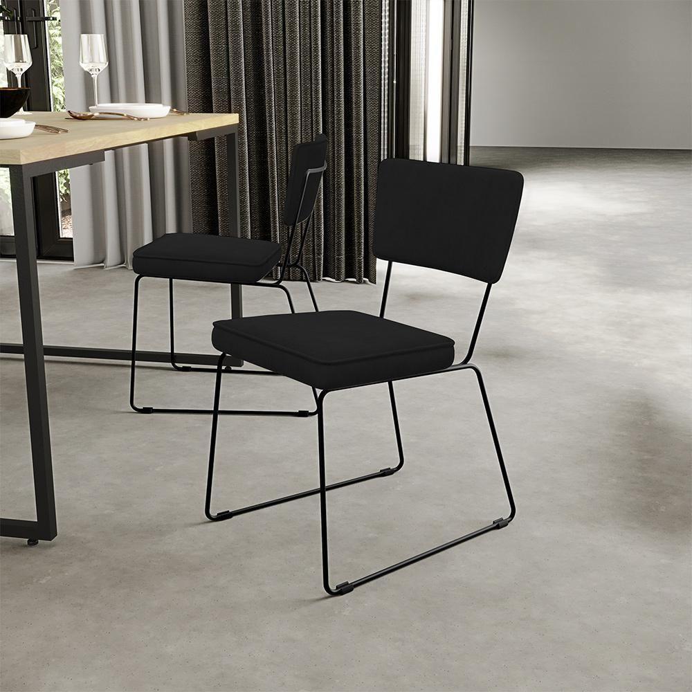 Kit 04 Cadeiras De Jantar Allana L02 Suede Preto - 9
