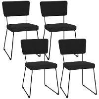 Kit 04 Cadeiras De Jantar Allana L02 Suede Preto - 1