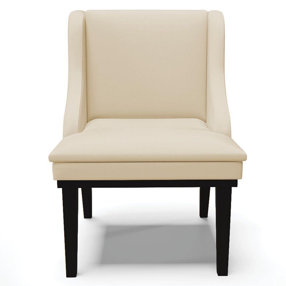 Kit 3 Cadeiras Decorativas Sala De Jantar Base Fixa De Madeira Firenze Pu Bege/preto G19 - Gran Belo - 4