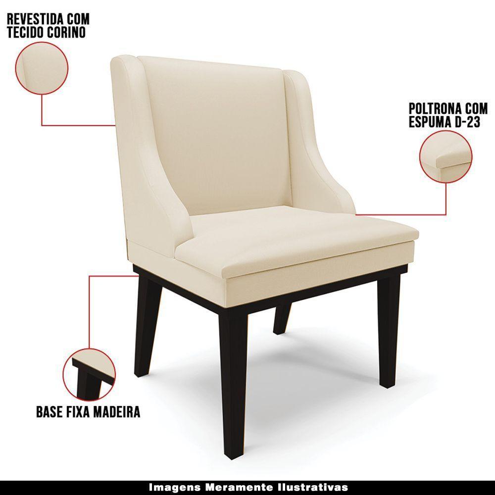 Kit 3 Cadeiras Decorativas Sala De Jantar Base Fixa De Madeira Firenze Pu Bege/preto G19 - Gran Belo - 7